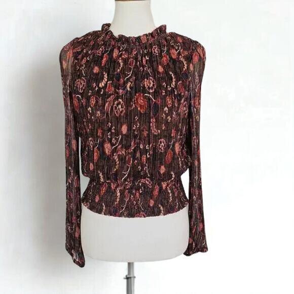Joie Brown Paisley Sheer Blouse - Picture 4 of 10